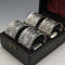 Around 1905 British antique silver plated napkin rings set of 4 in a case